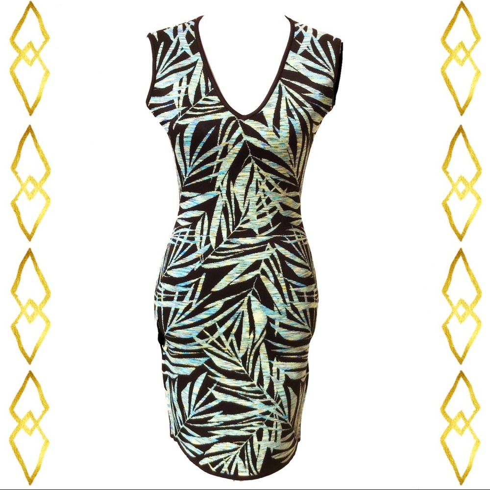 BCBGMaxAzria Gari Palms Knit Jacquard Dress M NWT